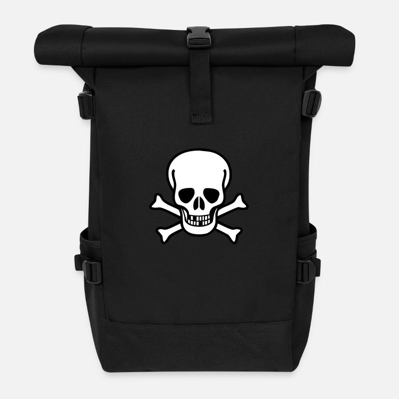 Skull - Roll Top Backpack - black