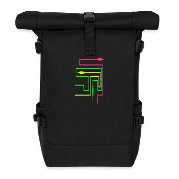TON TRON - Klinkestecker mit Kabel - Rolltop Rucksack - Schwarz - Vorne