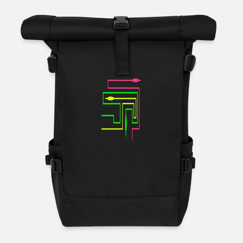 TON TRON - Klinkestecker mit Kabel - Rolltop Rucksack - Schwarz