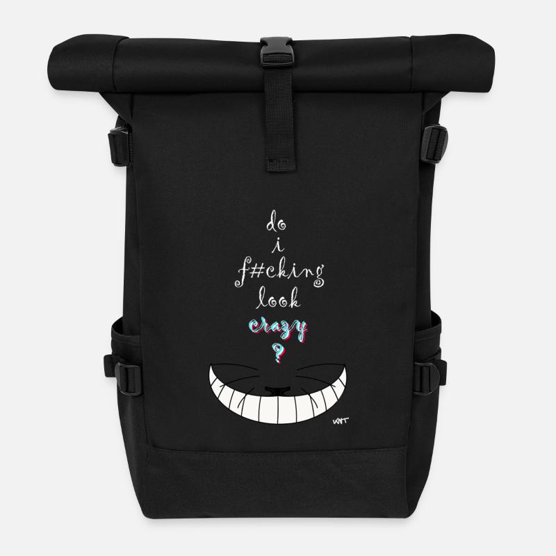 Alice verrückt Katze - Rolltop Rucksack - Schwarz