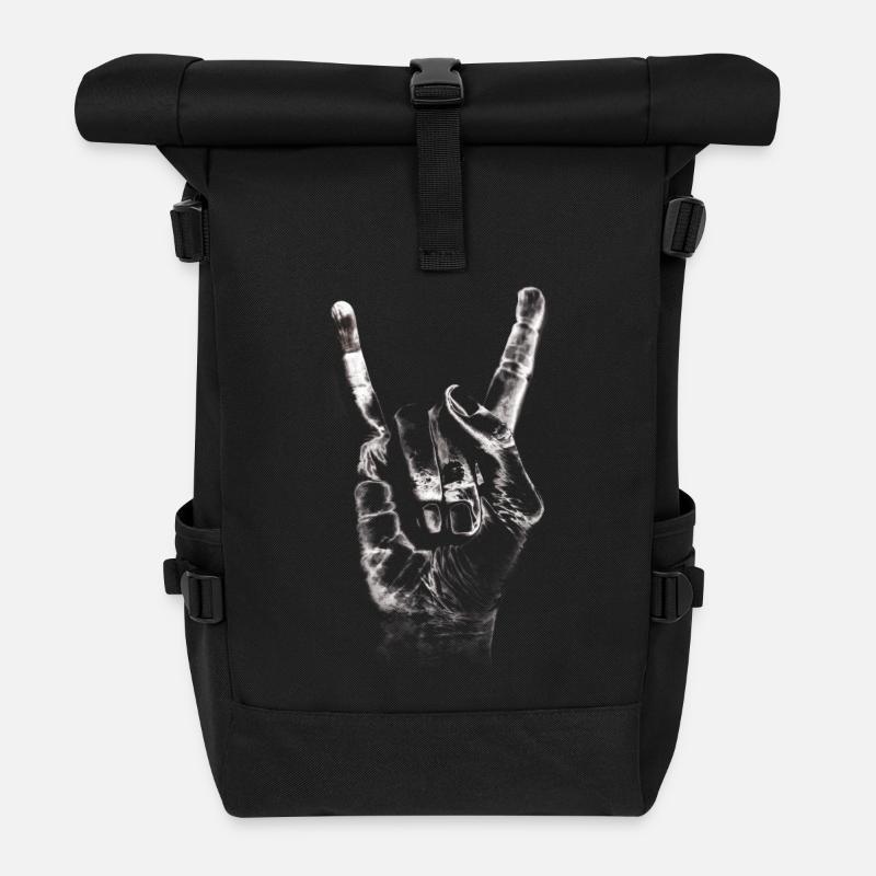 Rock and Roll - Rolltop Rucksack - Schwarz