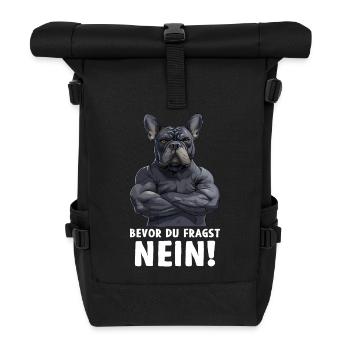 Französische Bulldogge Hund Frenchie Bevor du frag - Rolltop Rucksack - Schwarz - Vorne