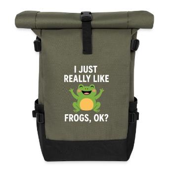 J’aime beaucoup les grenouilles Design - Sac à dos roll top - olive/noir - Devant