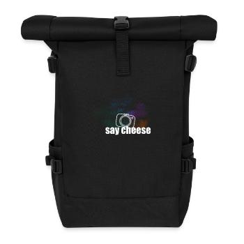 Say Cheese white - Rolltop Rucksack - Schwarz - Vorne