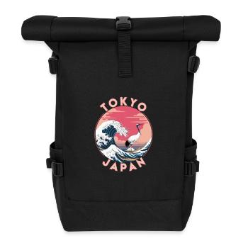 Tokyo Japan Artwork The Great Wave with Granich - Roll Top Backpack - black - Front