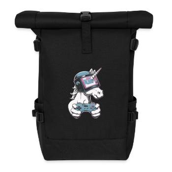 Gaming Unicorn - Rolltop Rucksack - Schwarz - Vorne