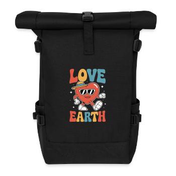 Retro Love Earth Day Environmental Protection Nature Conservation - Roll Top Backpack - black - Front