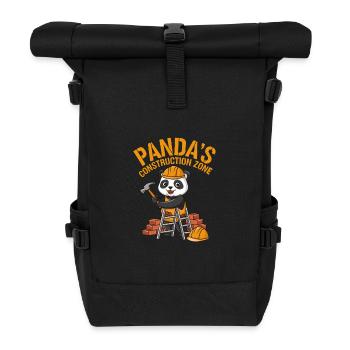 Pandas Construction Zone - Rolltop Rucksack - Schwarz - Vorne