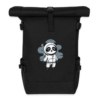 Panda Astronaut für Kinder - Rolltop Rucksack - Schwarz - Vorne