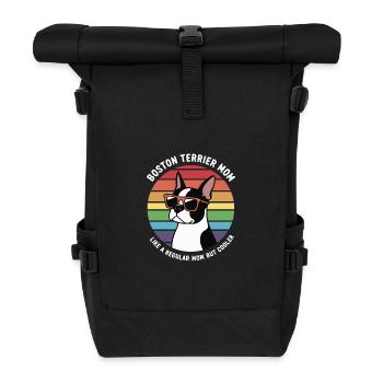 Boston Terrier Mom Gifts for Dogs Moms - Roll Top Backpack - black - Front