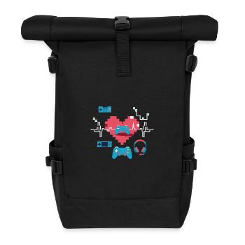Retro Gaming Herz Geschenkidee Heartbeat - Rolltop Rucksack - Schwarz - Vorne