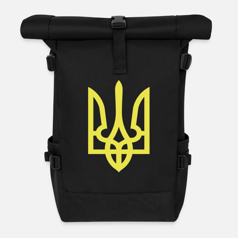 Ukraine Wappen Trident - Rolltop Rucksack - Schwarz