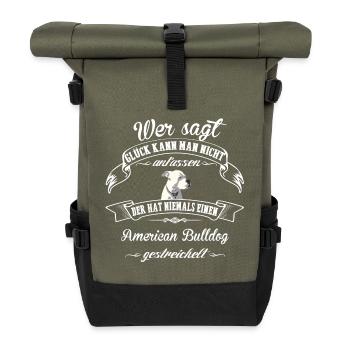 American Bulldog Glück - Rolltop Rucksack - Olive/Schwarz - Vorne