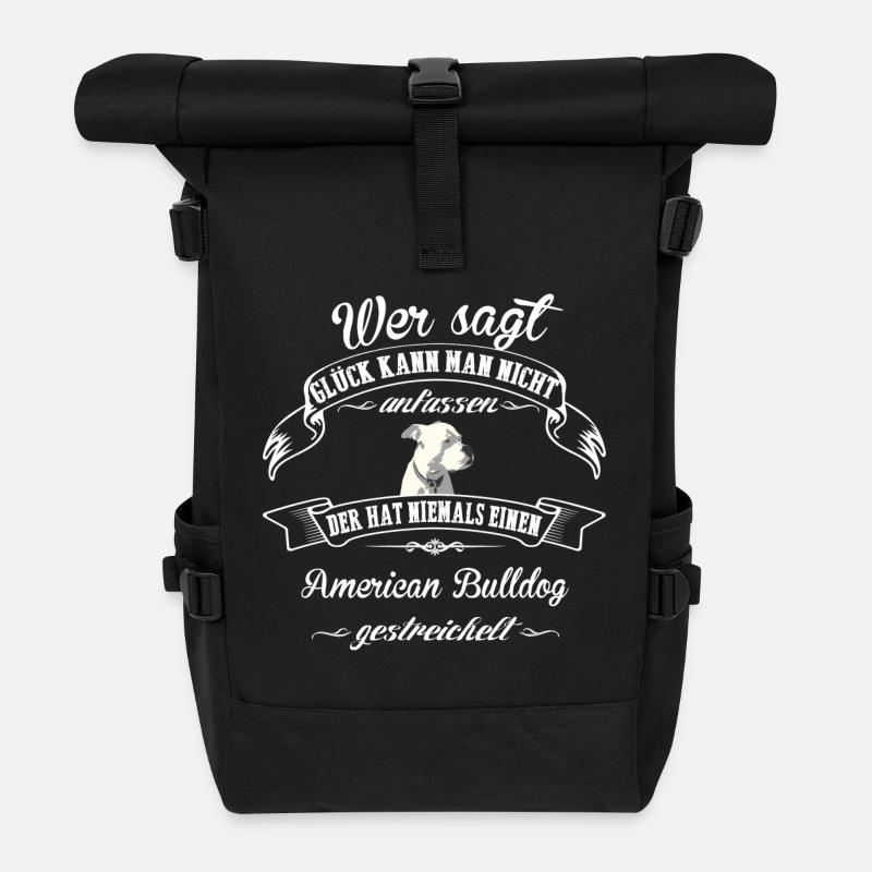 American Bulldog happiness - Roll Top Backpack - black