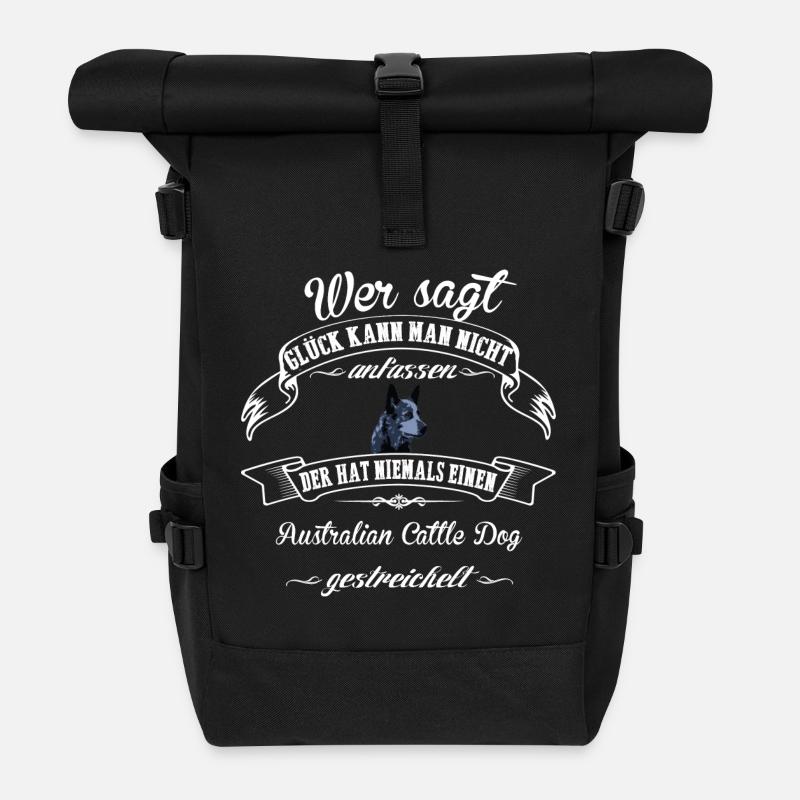 Australian Cattle Dog Happiness - Roll Top Backpack - black