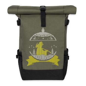 Feuerwehr Tshirt-Ugly Christmas - Rolltop Rucksack - Olive/Schwarz - Vorne