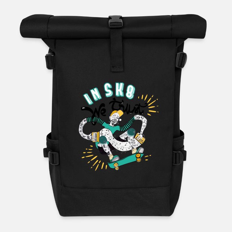 Zombie-Skate Skater Skateboard Religion Geek Spaß - Rolltop Rucksack - Schwarz