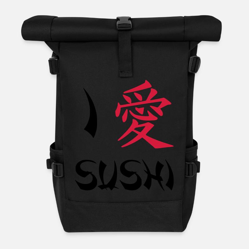 I love Sushi - Roll Top Backpack - black