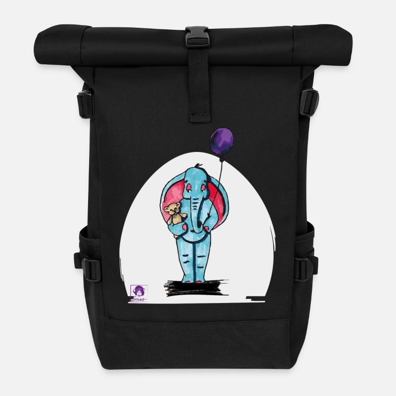 Elijah der Elefant - Rolltop Rucksack - Schwarz