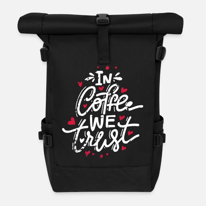 In Coffee We Trust - Rolltop Rucksack - Schwarz