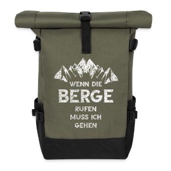 Les montagnes appellent - Sac à dos roll top - olive/noir - Devant
