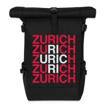 ZURICH Swiss Flag - Schweiz - Switzerland - Suisse - Rolltop Rucksack - Schwarz - Vorne