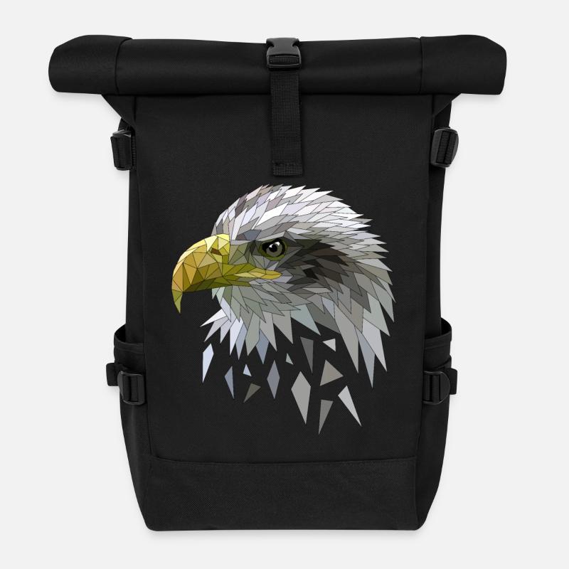 Seeadler Adler Low poly Polygone geometrisch - Rolltop Rucksack - Schwarz