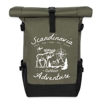 Scandinavia Outdoor Adventure Flag Moose - Roll Top Backpack - olive/black - Front