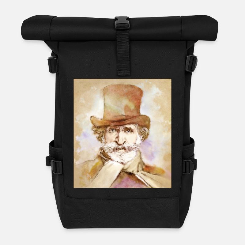 Giuseppe Verdi im Aquarell Stil - Rolltop Rucksack - Schwarz