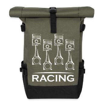 racing Kolben Auto Motor Symbol Logo icon Grafik - Rolltop Rucksack - Olive/Schwarz - Vorne