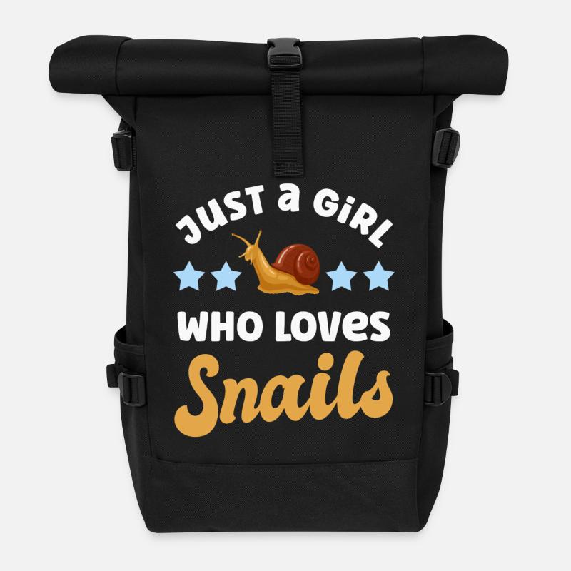 Snail snails - Roll Top Backpack - black