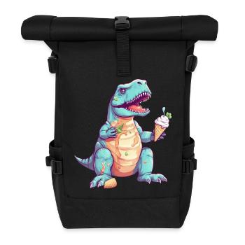 Tollpatschiger T-Rex mit Eis - Rolltop Rucksack - Schwarz - Vorne
