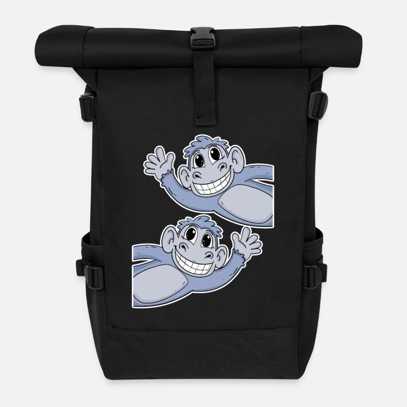 Affe Affen - Rolltop Rucksack - Schwarz