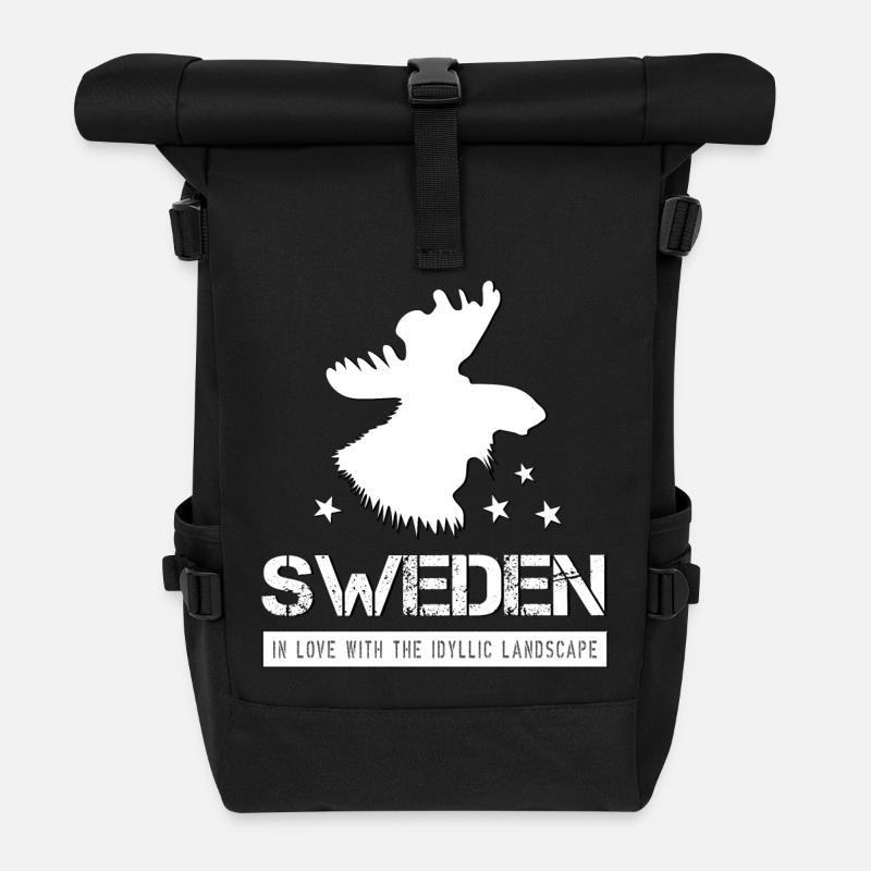 Schweden Elch - Rolltop Rucksack - Schwarz
