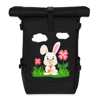 Lapin mignon avec lapin de carotte lapin lapin lapin de Pâques - Sac à dos roll top - noir - Devant