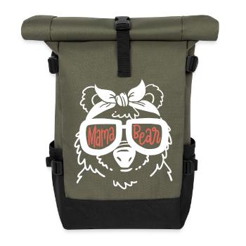 Mama Bär Muttertag - Rolltop Rucksack - Olive/Schwarz - Vorne