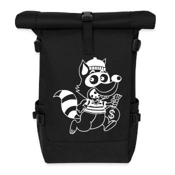 Dieb Waschbär (Weiß) - Rolltop Rucksack - Schwarz - Vorne