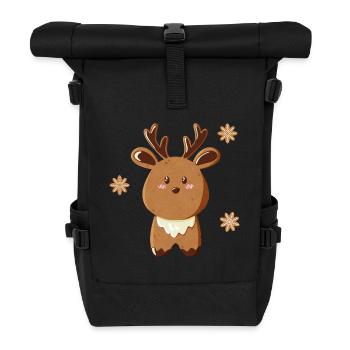 Mignon renne avec des flocons de neige - Sac à dos roll top - noir - Devant