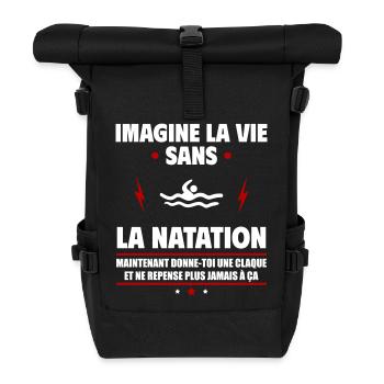 Imagine la vie sans la natation, fête des pères - Sac à dos roll top - noir - Devant