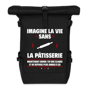 Imagine la vie sans la pâtisserie, fête des pères - Sac à dos roll top - noir - Devant