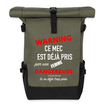 Humour homme couple femme jalouse saint valentin - Sac à dos roll top - olive/noir - Devant