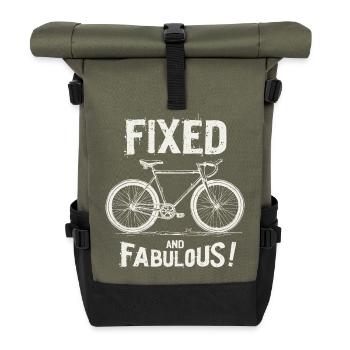 Fixies Fan, Urban Fahrrad City Style bike design - Rolltop Rucksack - Olive/Schwarz - Vorne