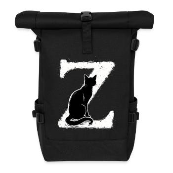 Letter Z with cat - Roll Top Backpack - black - Front