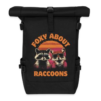 Waschbär und Fuchs mit Sonnenbrille Freundschaft - Rolltop Rucksack - Schwarz - Vorne