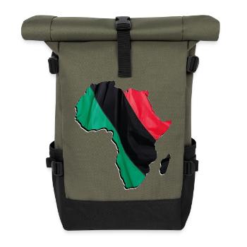 Pan Africa flag in Africa map - Roll Top Backpack - olive/black - Front