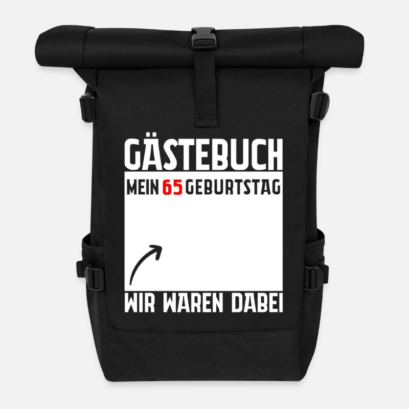 Gästebuch Mein 65. Geburtstag 65 Jahre Geschenk - Rolltop Rucksack - Schwarz