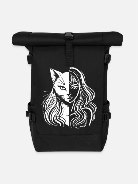 Katzenfrau – Halb Katze, halb Mensch, ganz geheimn - Rolltop Rucksack - Schwarz