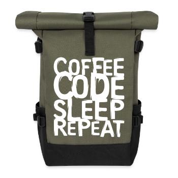 coffee code Programmeur - Informatique Travail Logo - Sac à dos roll top - olive/noir - Devant
