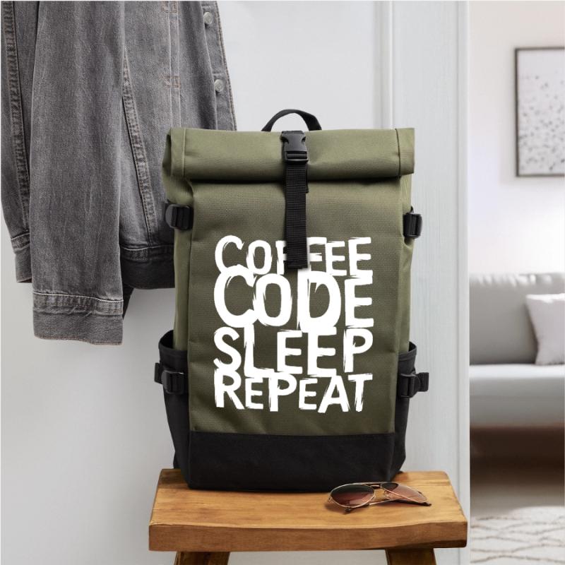 coffee code Programmierer - Informatik Arbeit Logo Rolltop Rucksack
