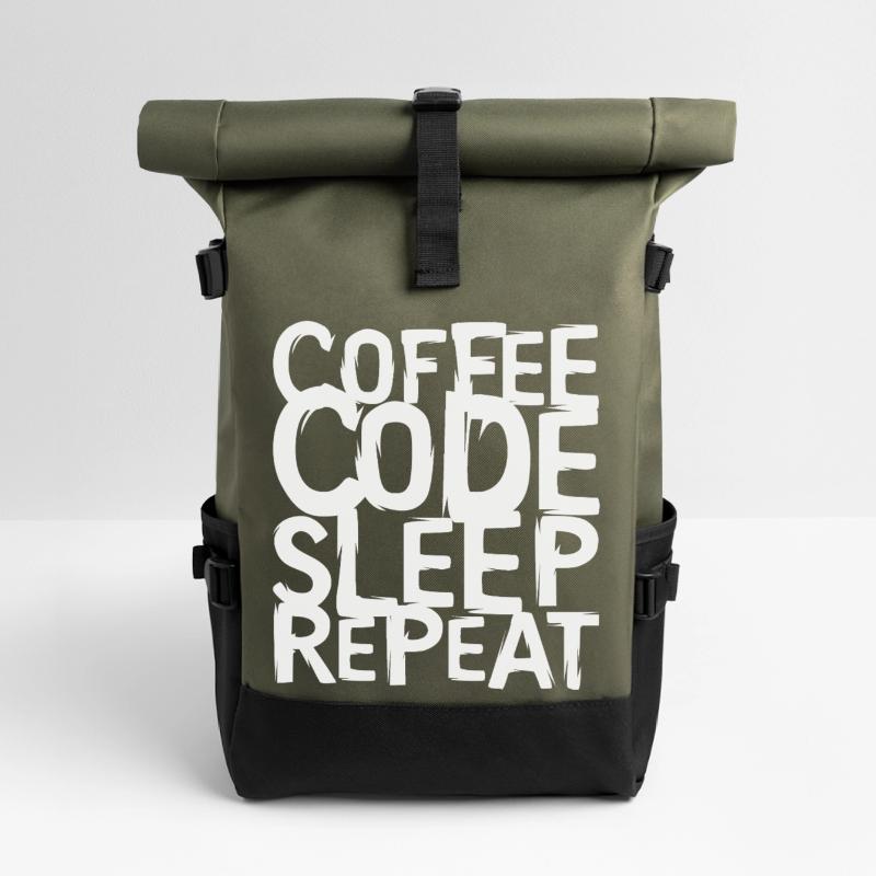 coffee code Programmierer - Informatik Arbeit Logo Rolltop Rucksack